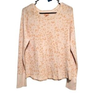 Knox Rose Cream & Pink Leopard Print Thermal Top Size XL